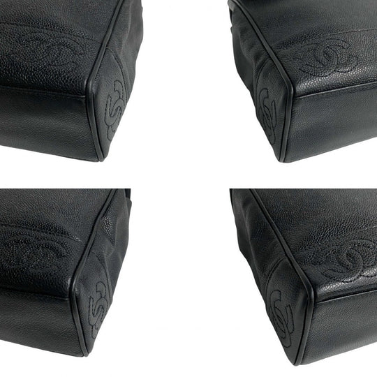 CHANEL Shoulder Bag Matt caviar skin black