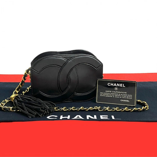 CHANEL Shoulder Bag leather black