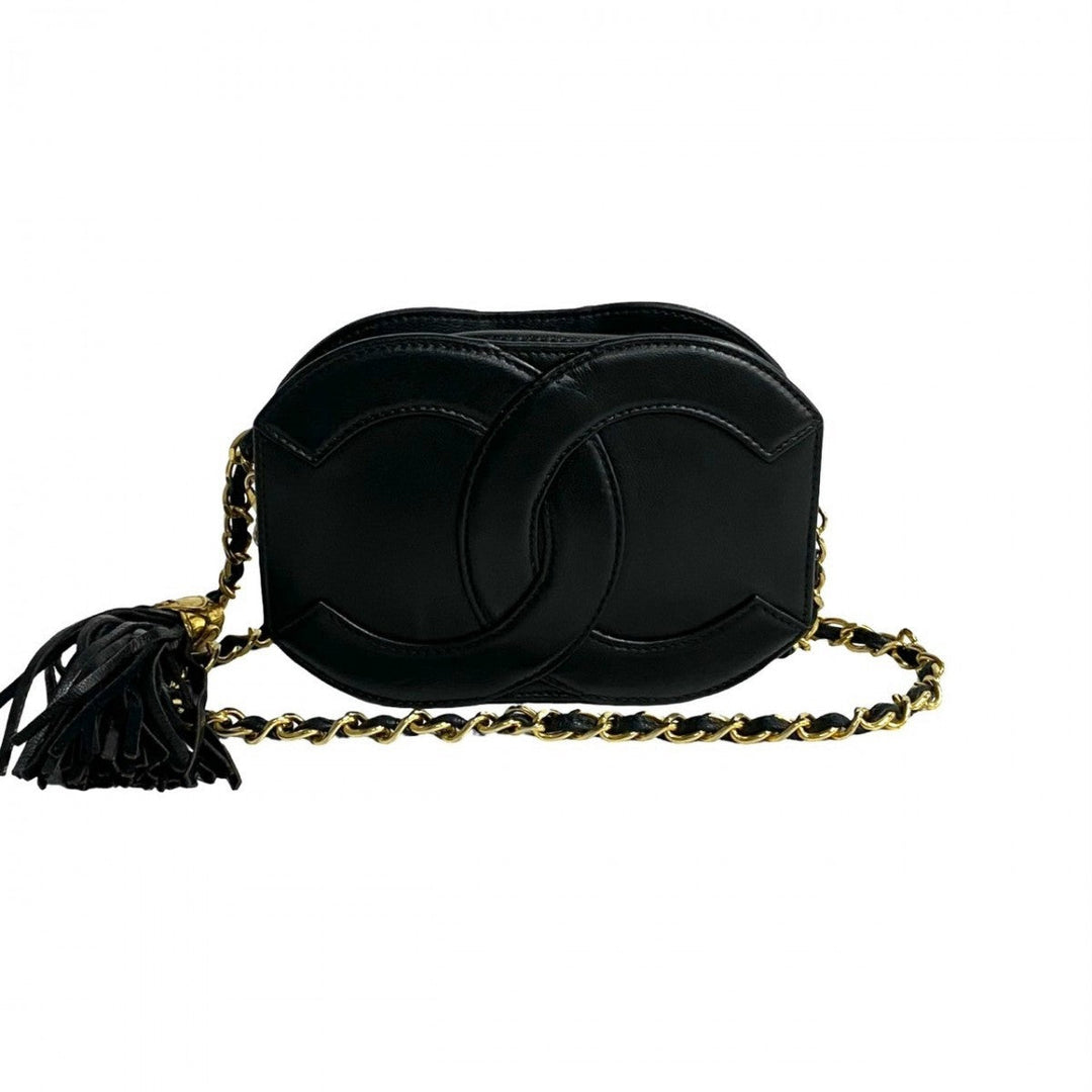 CHANEL Shoulder Bag leather black