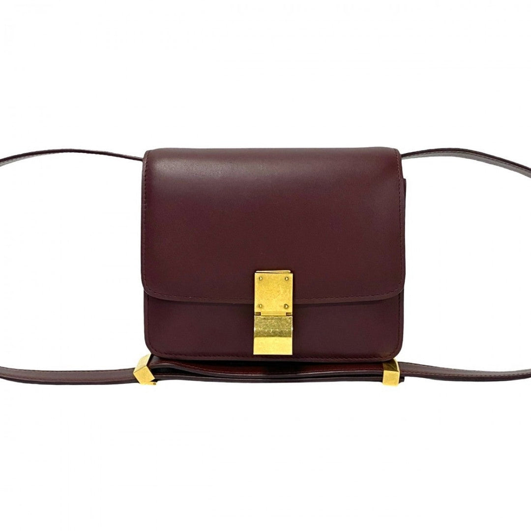 CELINE Shoulder Bag leather wine-red Classic box small