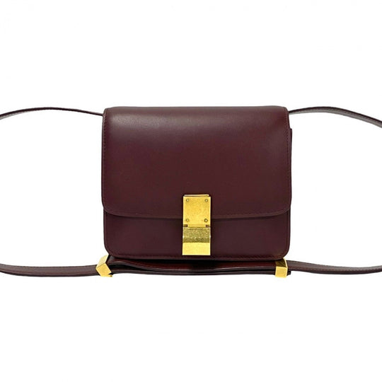 CELINE Shoulder Bag leather wine-red Classic box small