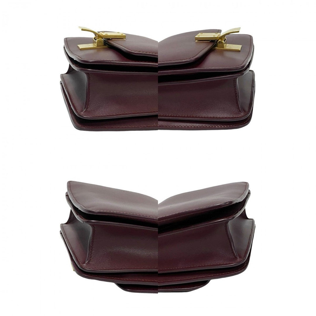 CELINE Shoulder Bag leather wine-red Classic box small
