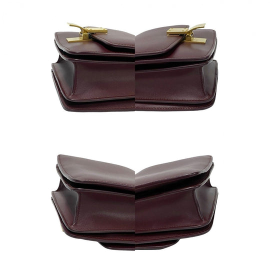 CELINE Shoulder Bag leather wine-red Classic box small