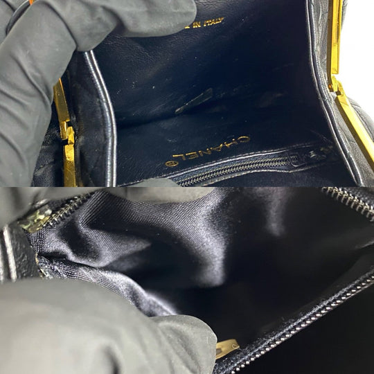 CHANEL Shoulder Bag lambskin black Matrasse