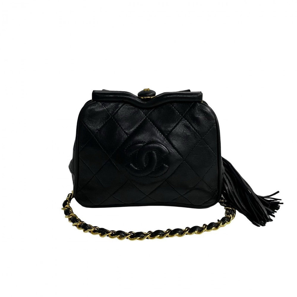 CHANEL Shoulder Bag lambskin black Matrasse
