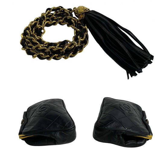 CHANEL Shoulder Bag lambskin black Matrasse