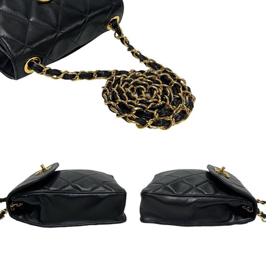 CHANEL Shoulder Bag lambskin black Matrasse