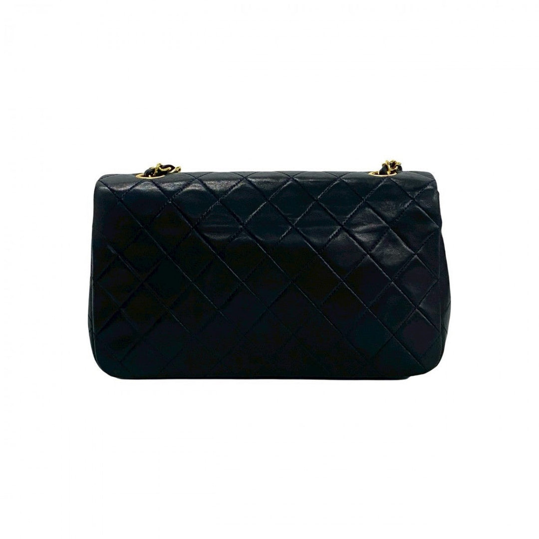 CHANEL Shoulder Bag lambskin Navy Matrasse