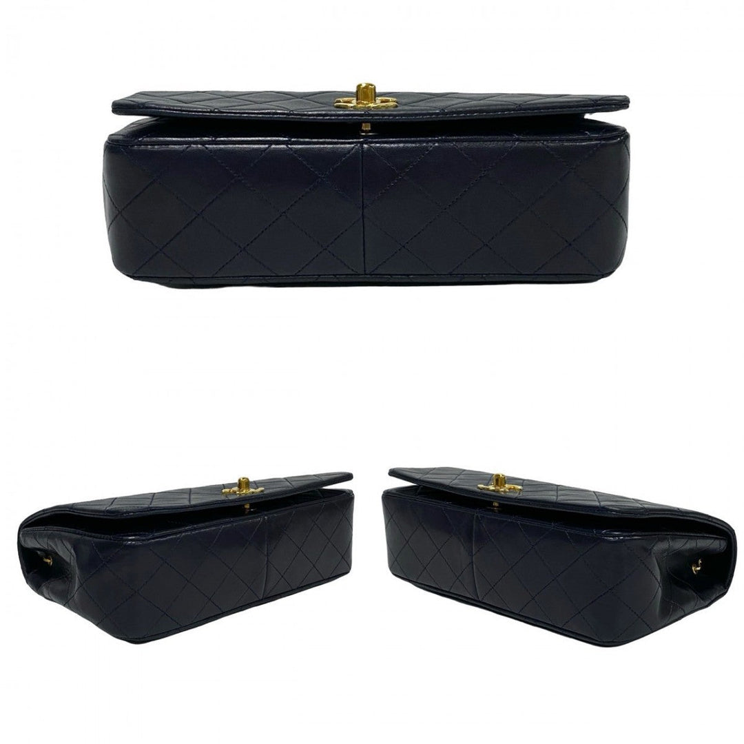 CHANEL Shoulder Bag lambskin Navy Matrasse