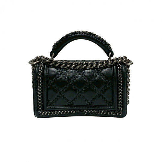 CHANEL Shoulder Bag leather black Boy chanel
