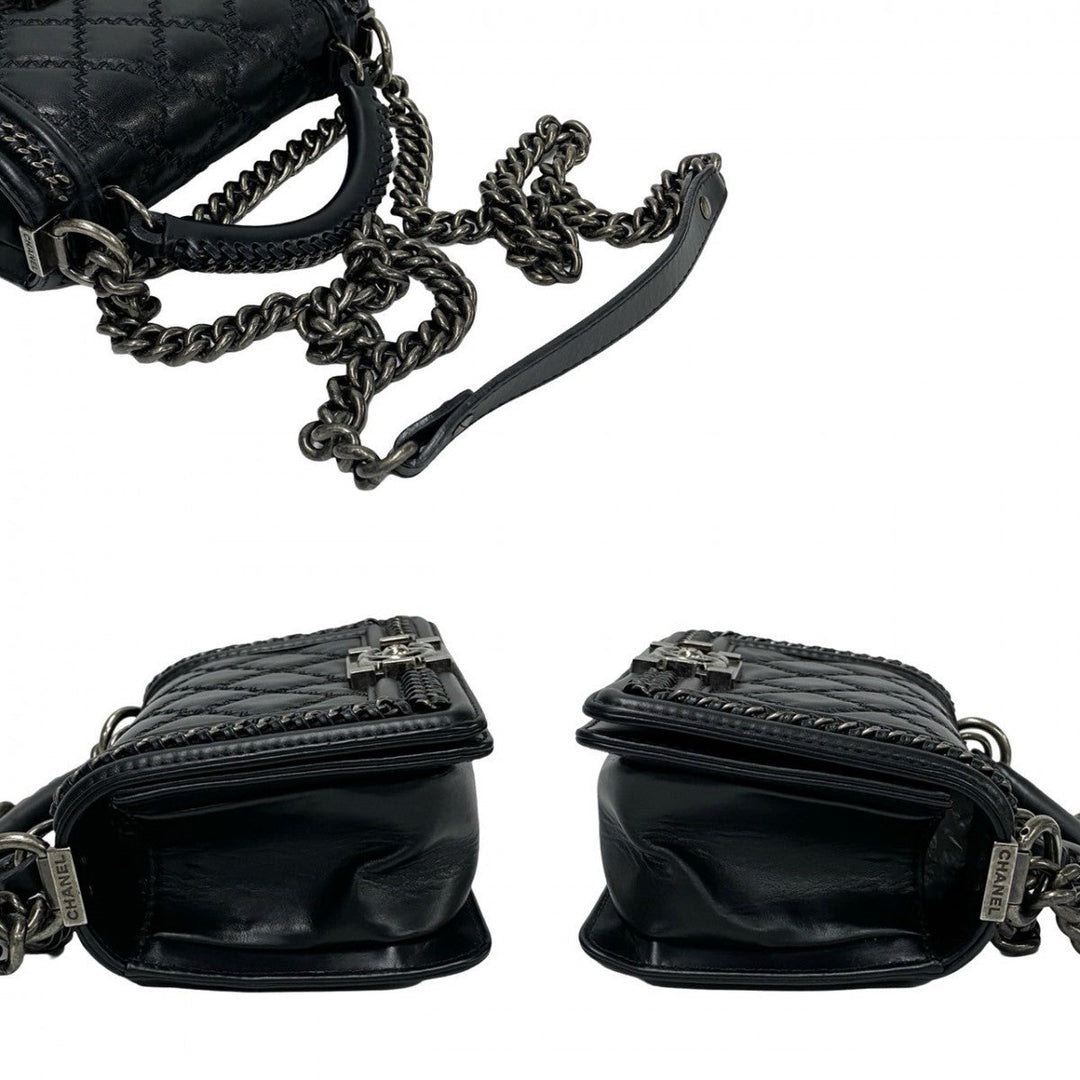 CHANEL Shoulder Bag leather black Boy chanel