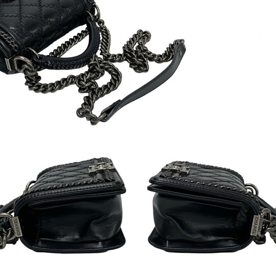 CHANEL Shoulder Bag leather black Boy chanel