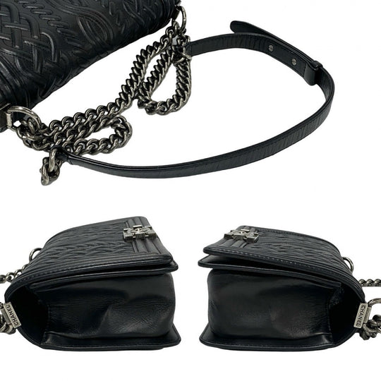CHANEL Shoulder Bag leather black Boy chanel