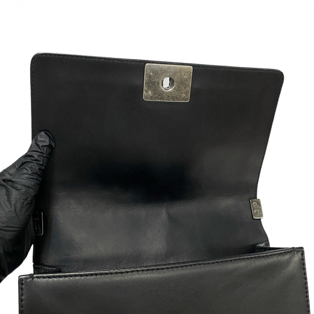 CHANEL Shoulder Bag leather black Boy chanel