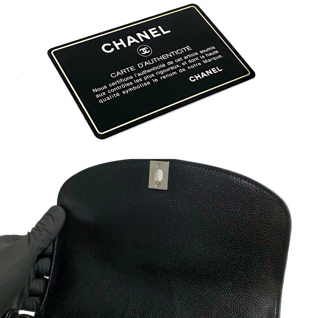 CHANEL Shoulder Bag Matt caviar skin black Matrasse