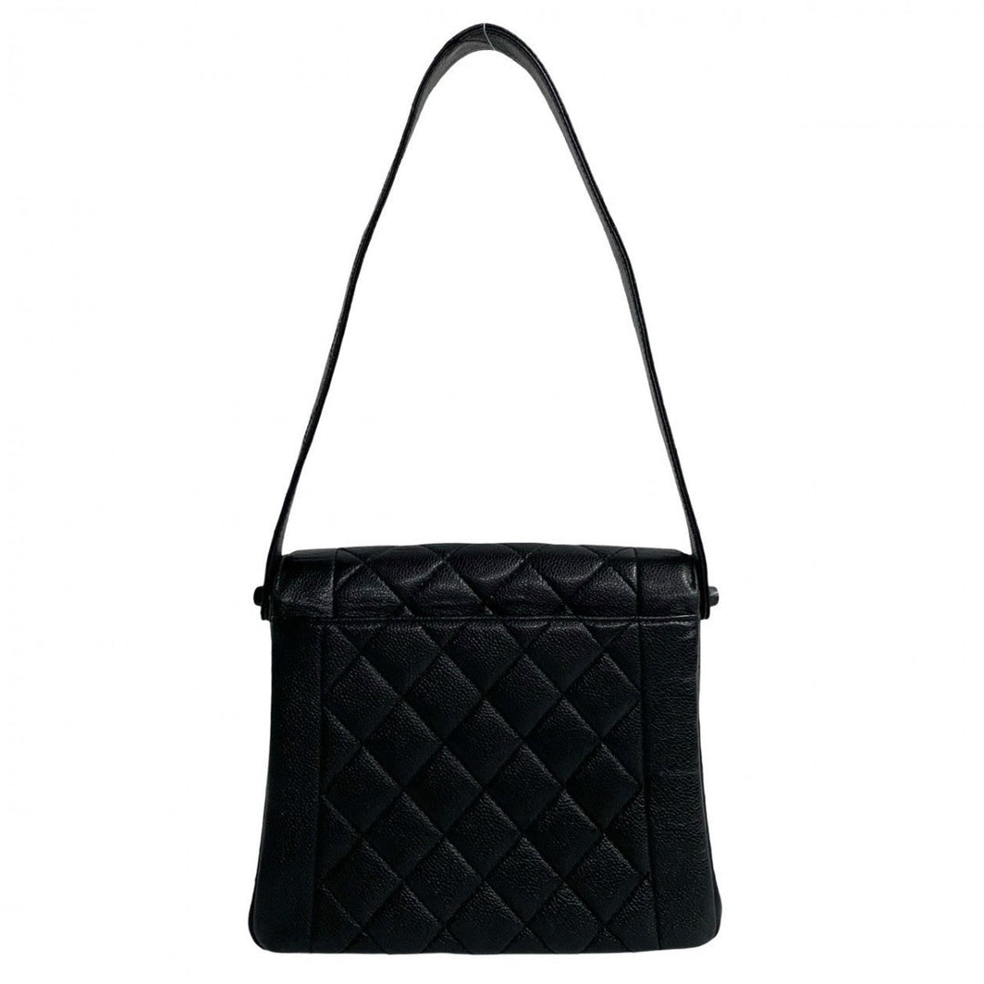 CHANEL Shoulder Bag Matt caviar skin black Matrasse