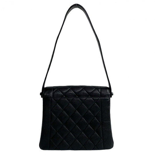 CHANEL Shoulder Bag Matt caviar skin black Matrasse