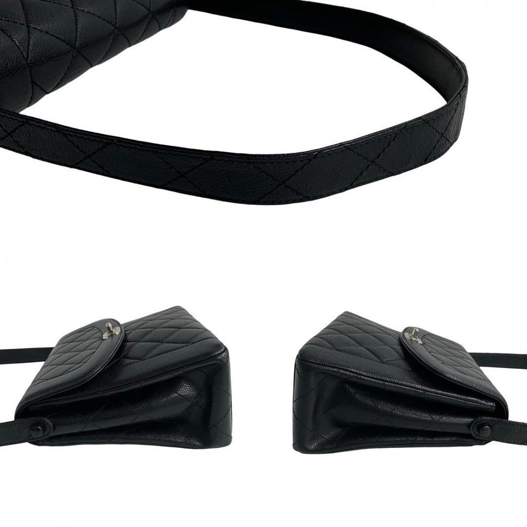 CHANEL Shoulder Bag Matt caviar skin black Matrasse