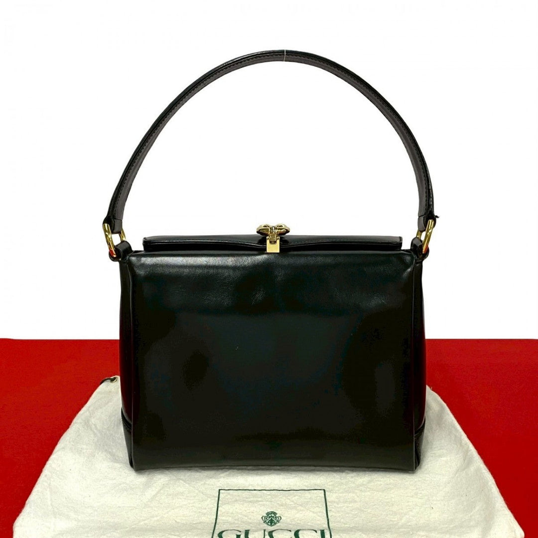 GUCCI Handbag leather black Old Gucci