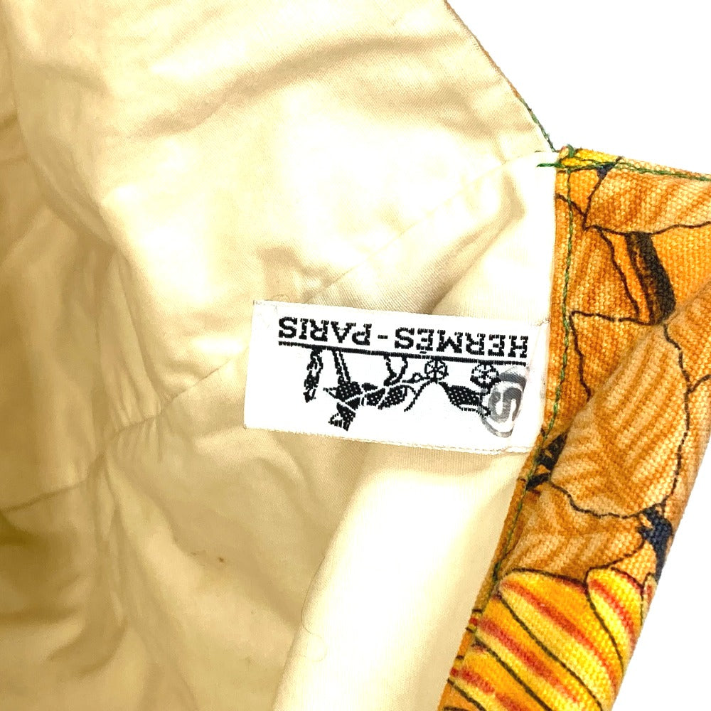 HERMES Tote Bag canvas Orange Shoulder Bag Shoulder Bag bird pattern Women Used Authentic