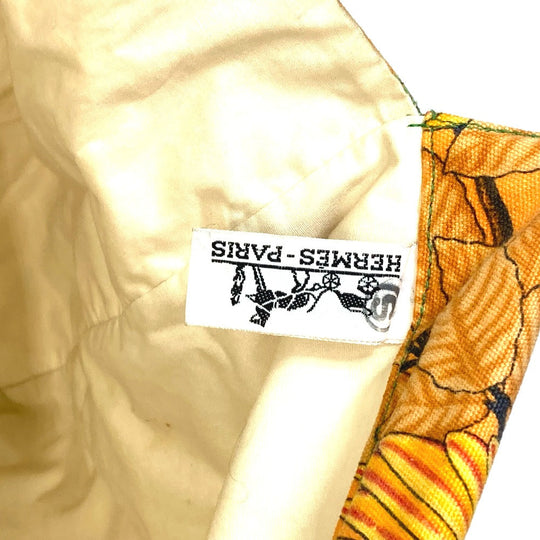 HERMES Tote Bag canvas Orange Shoulder Bag Shoulder Bag bird pattern Women Used Authentic