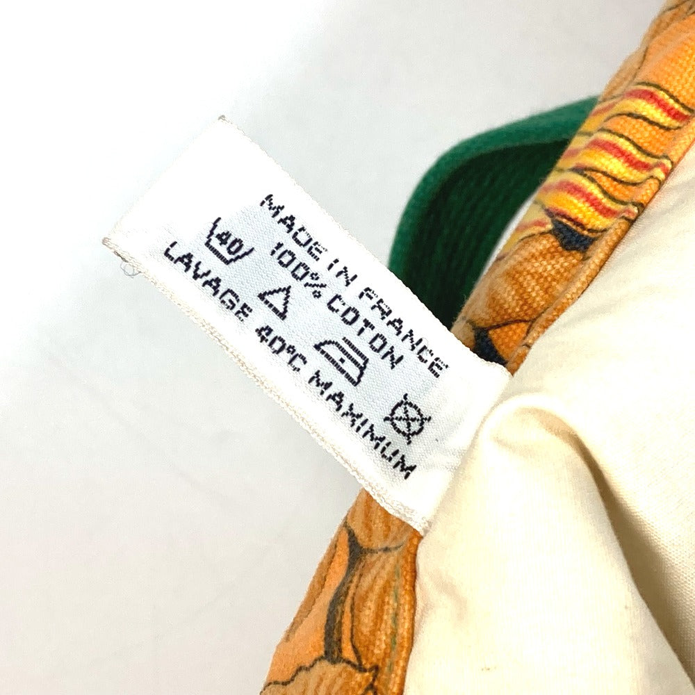 HERMES Tote Bag canvas Orange Shoulder Bag Shoulder Bag bird pattern Women Used Authentic