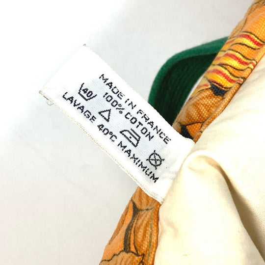 HERMES Tote Bag canvas Orange Shoulder Bag Shoulder Bag bird pattern Women Used Authentic