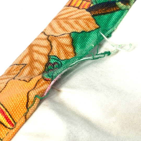 HERMES Tote Bag canvas Orange Shoulder Bag Shoulder Bag bird pattern Women Used Authentic