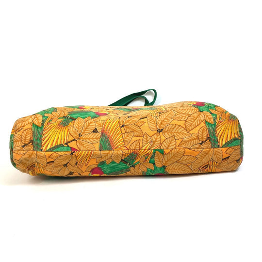 HERMES Tote Bag canvas Orange Shoulder Bag Shoulder Bag bird pattern Women Used Authentic