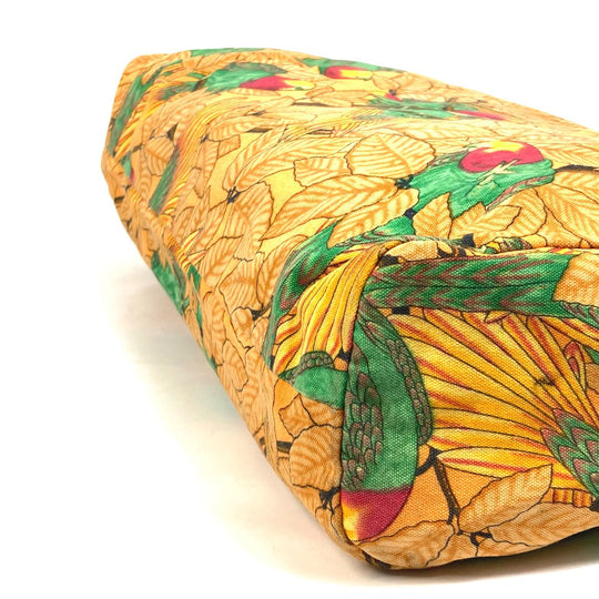 HERMES Tote Bag canvas Orange Shoulder Bag Shoulder Bag bird pattern Women Used Authentic