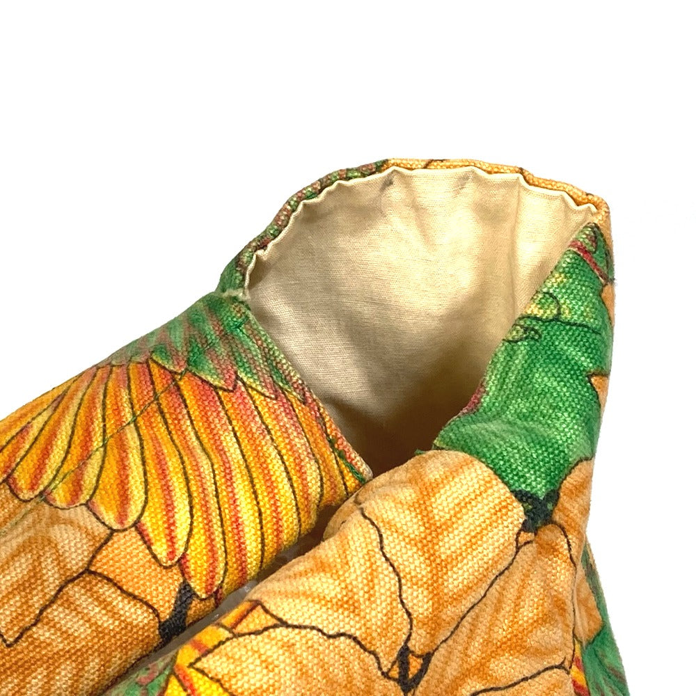 HERMES Tote Bag canvas Orange Shoulder Bag Shoulder Bag bird pattern Women Used Authentic