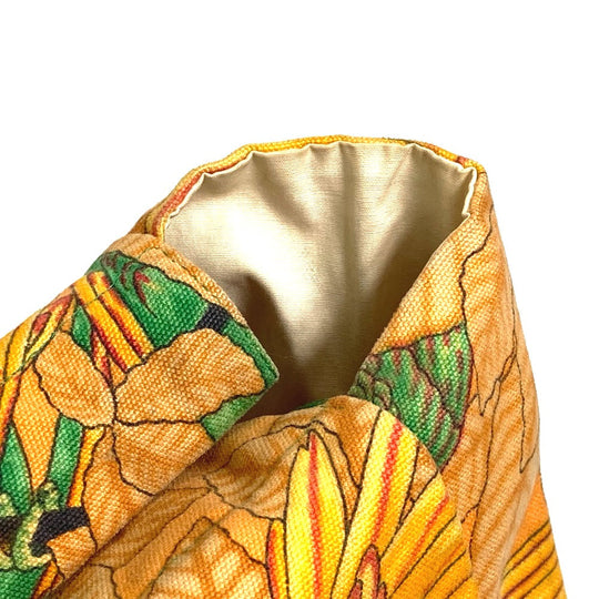 HERMES Tote Bag canvas Orange Shoulder Bag Shoulder Bag bird pattern Women Used Authentic