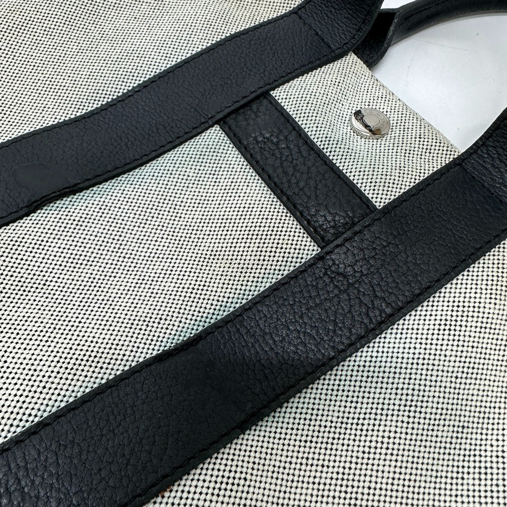 HERMES Tote Bag Toile H, Leather gray Sac Arne PM Women Used Authentic