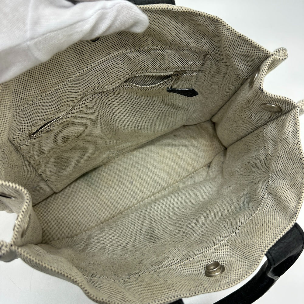 HERMES Tote Bag Toile H, Leather gray Sac Arne PM Women Used Authentic