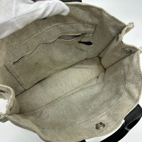 HERMES Tote Bag Toile H, Leather gray Sac Arne PM Women Used Authentic