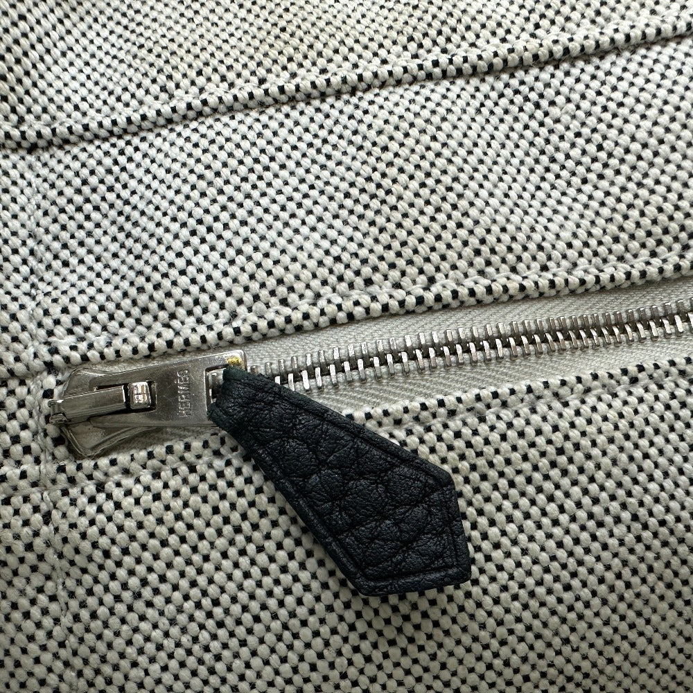 HERMES Tote Bag Toile H, Leather gray Sac Arne PM Women Used Authentic