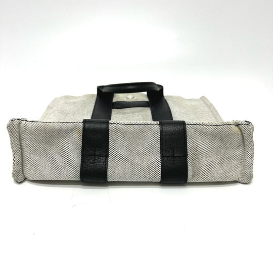 HERMES Tote Bag Toile H, Leather gray Sac Arne PM Women Used Authentic