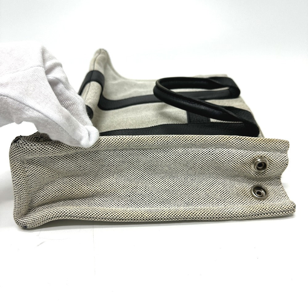 HERMES Tote Bag Toile H, Leather gray Sac Arne PM Women Used Authentic