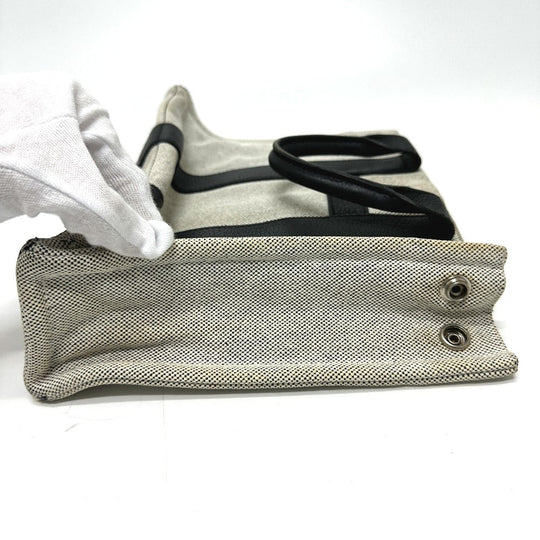 HERMES Tote Bag Toile H, Leather gray Sac Arne PM Women Used Authentic