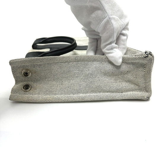 HERMES Tote Bag Toile H, Leather gray Sac Arne PM Women Used Authentic