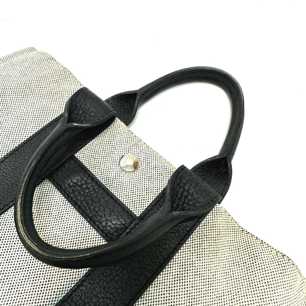 HERMES Tote Bag Toile H, Leather gray Sac Arne PM Women Used Authentic