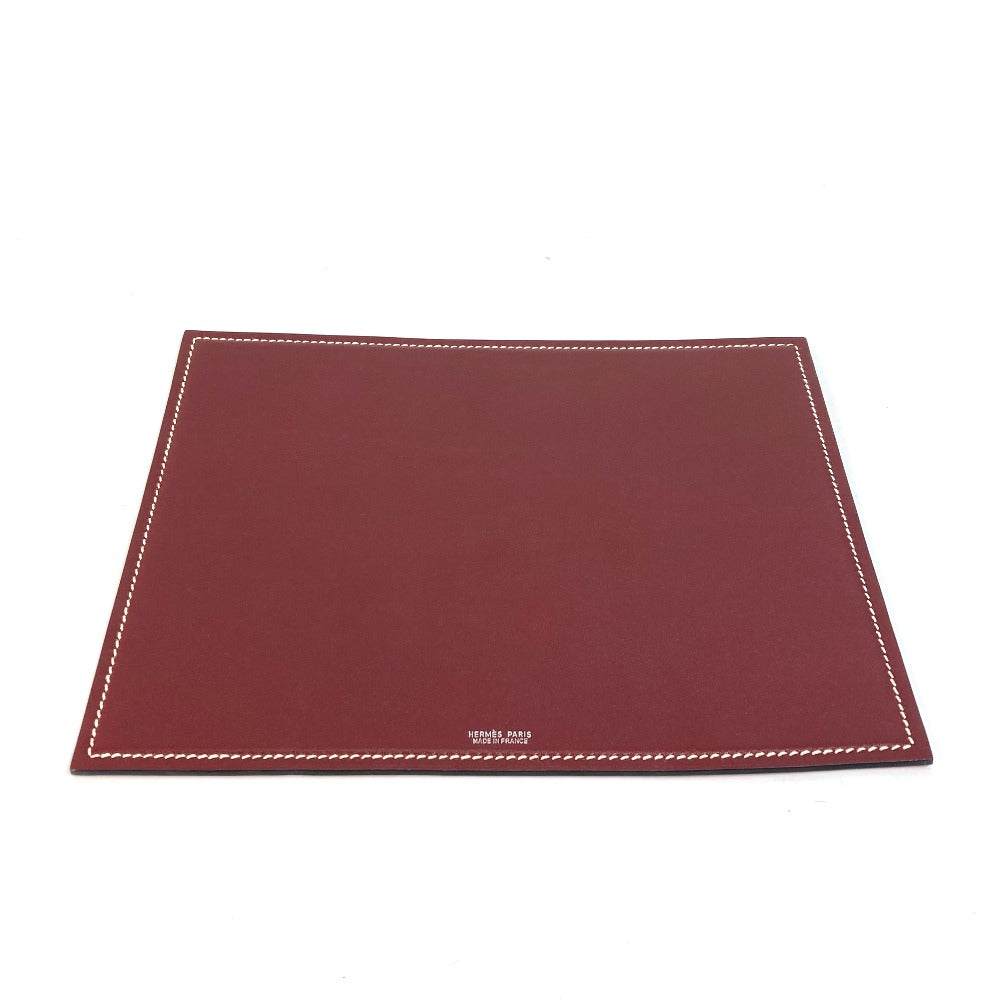 HERMES Other miscellaneous goods leather Red reversible Mouse pad Women(Unisex) Used Authentic