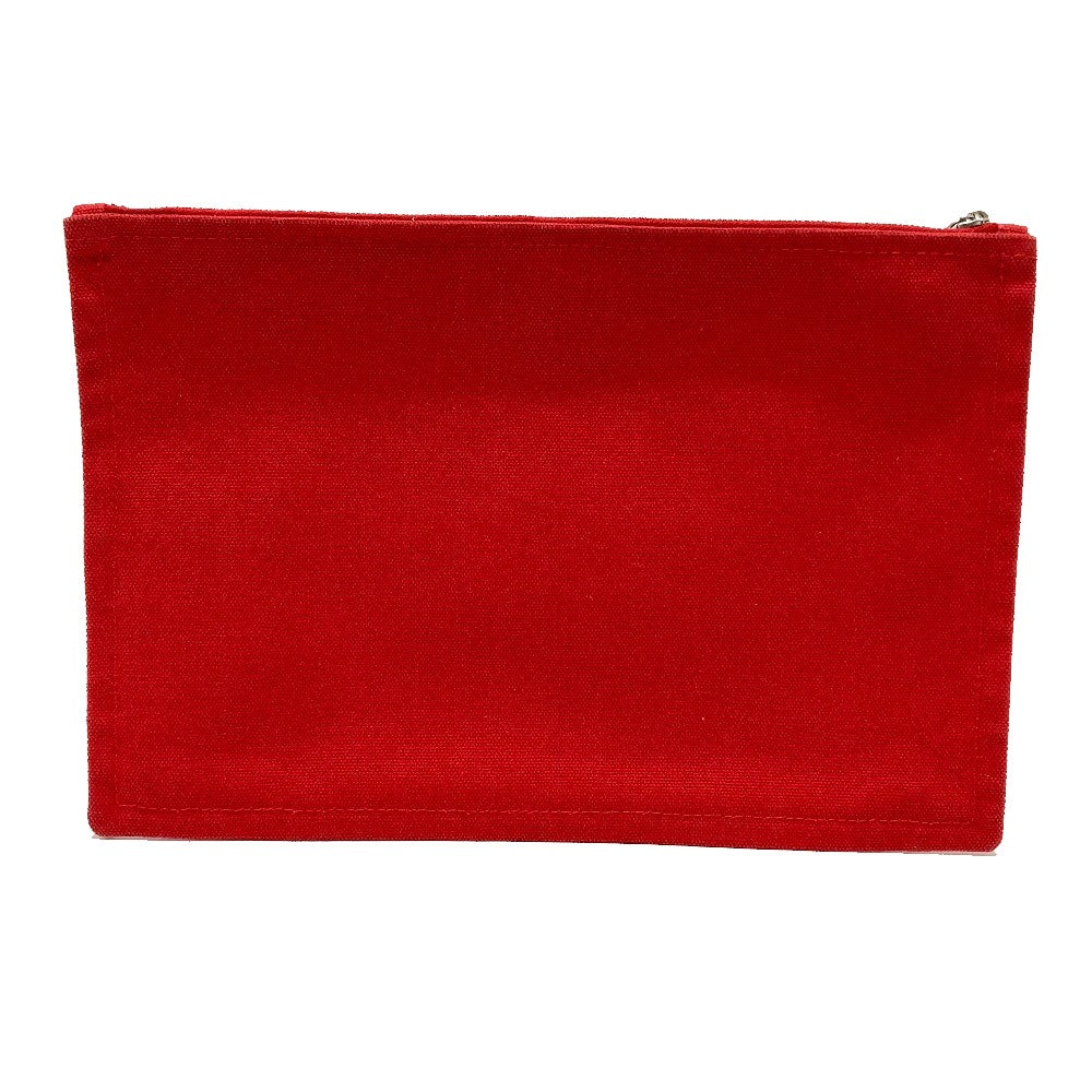 HERMES Pouch cotton Red Flat fastener Yachting GM unisex(Unisex) Used Authentic