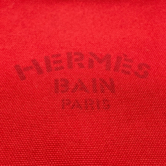 HERMES Pouch cotton Red Flat fastener Yachting GM unisex(Unisex) Used Authentic