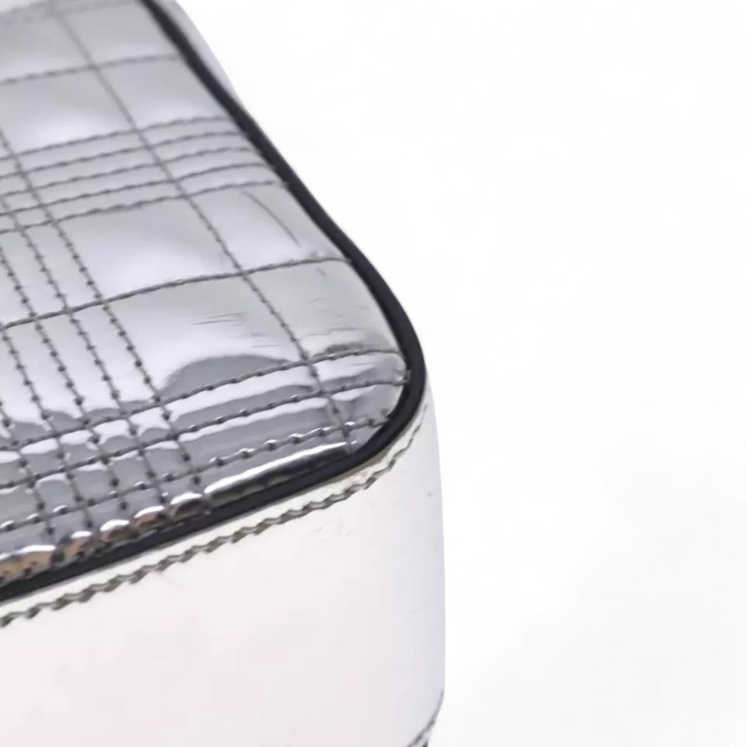 Burberry Chain Shoulder Bag Patent Leather Silver Women Handbag