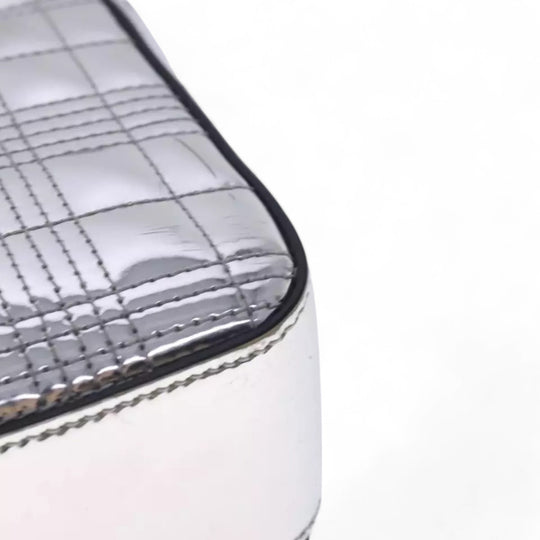 Burberry Chain Shoulder Bag Patent Leather Silver Women Handbag