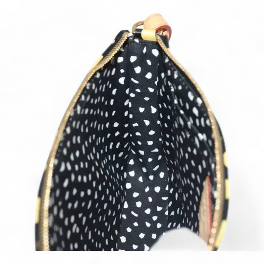 Louis Vuitton Vernis Yayoi Kusama Pochette Accessoires Black Yellow Polka Dot Shoulder Bag Women's Handbag M91427