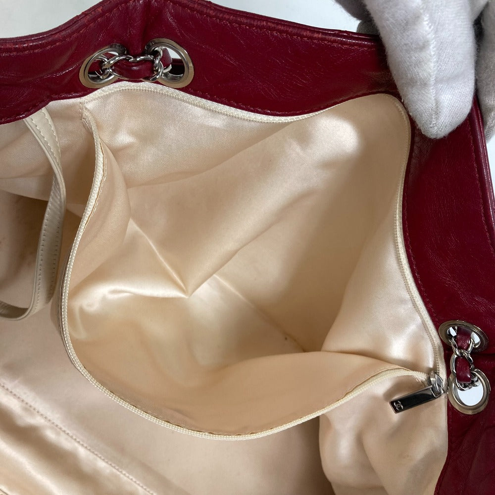 CHANEL Shoulder Bag leather Red Bag Tote Bag quilted shawl 2.55 Matelasse WChain Women Used Authentic