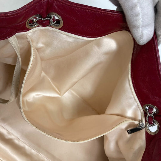 CHANEL Shoulder Bag leather Red Bag Tote Bag quilted shawl 2.55 Matelasse WChain Women Used Authentic