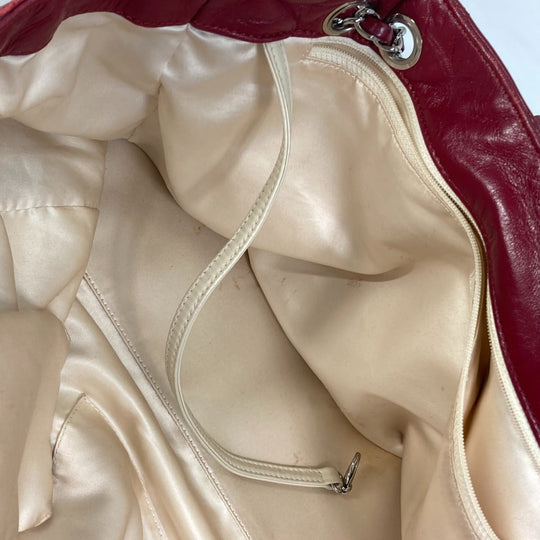 CHANEL Shoulder Bag leather Red Bag Tote Bag quilted shawl 2.55 Matelasse WChain Women Used Authentic
